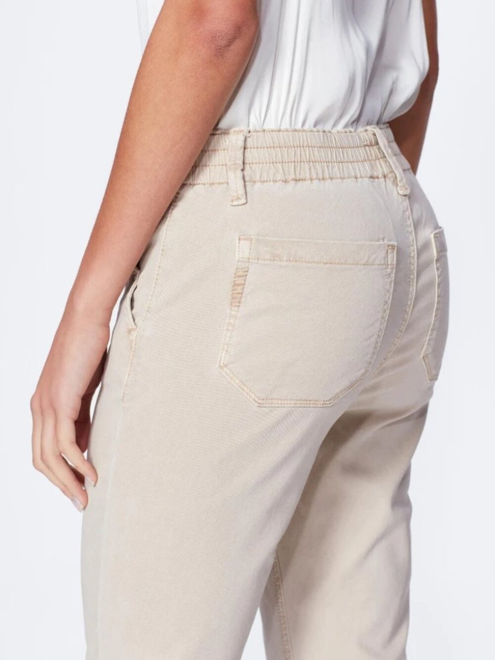PAIGE Christy Vintage Warm Sand Beige Cotton Chino Jogger Ankle Pants, Size 26 - Picture 5 of 5